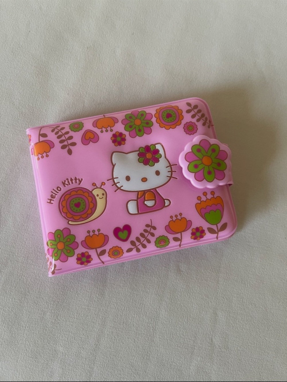 Vintage 2017 Hello Kitty Pink Floral Snap Wallet with Flower Clasp
